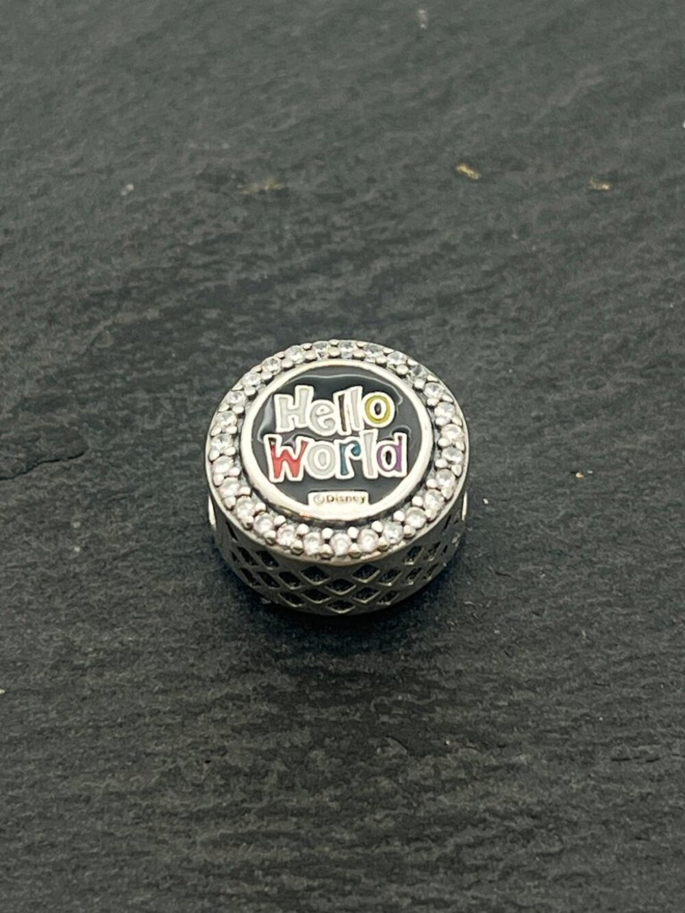 Pandora Disney It's a Small World Hello Button Sterling Silver Bead Charm - Picture 2 of 3
